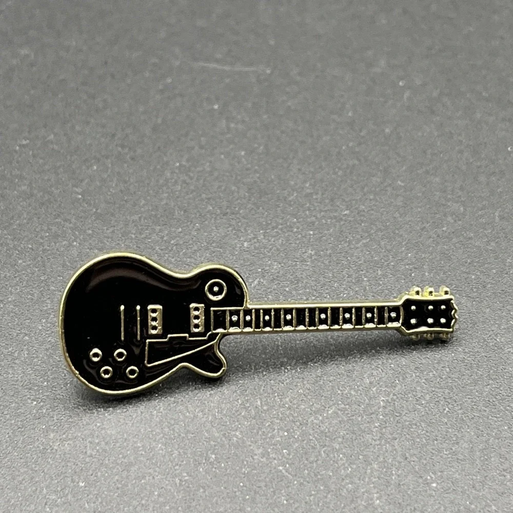 Black Electric Guitar‎ Music Instrument Lapel Hat Pin
